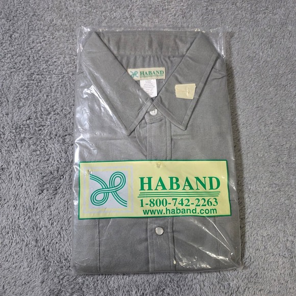 Haband Other - Haband Mens XX Button Up Shirt Grey Solid Classic Cotton‎ Blend 14D NIP